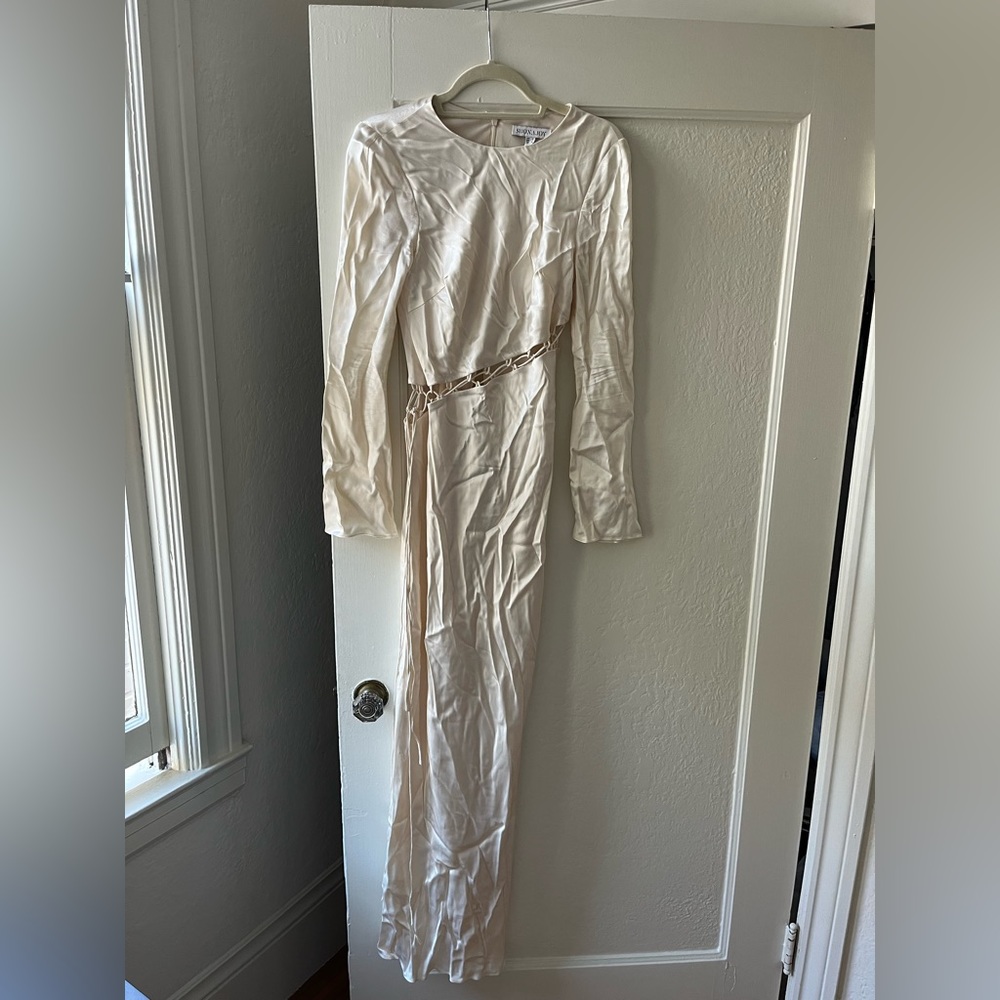 Shona Joy Arienzo Asymmetrical Lace Up Maxi Dress - Cream